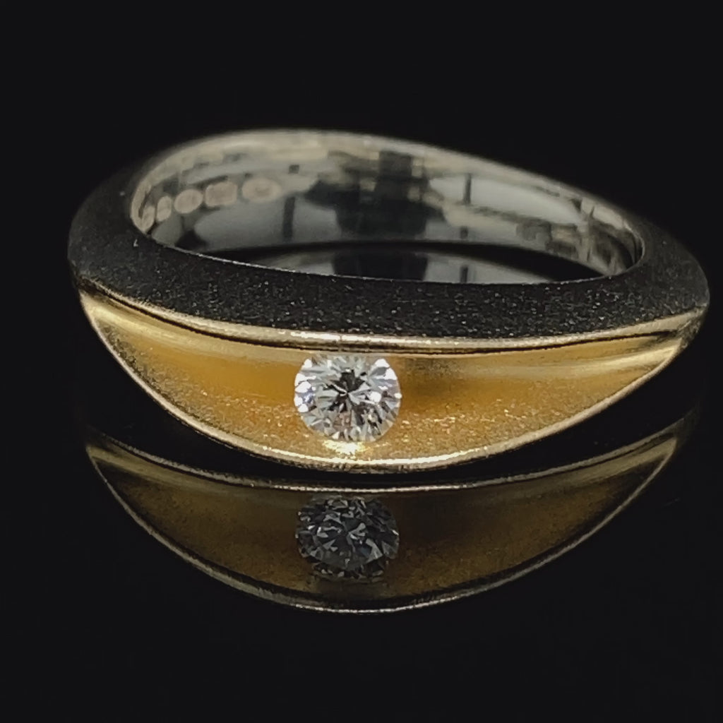 Video of Paul Finch's Silver 22k Yellow Gold Diamond Shell Ring. Available on DESIGNYARD.com and in our Jewellery Shop Dublin, Ireland.