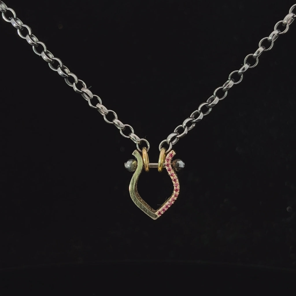 Síne Vasquez - 14k Yellow Gold Oxidised Silver Hasi Ruby Pendant - DESIGNYARD, Dublin Ireland.