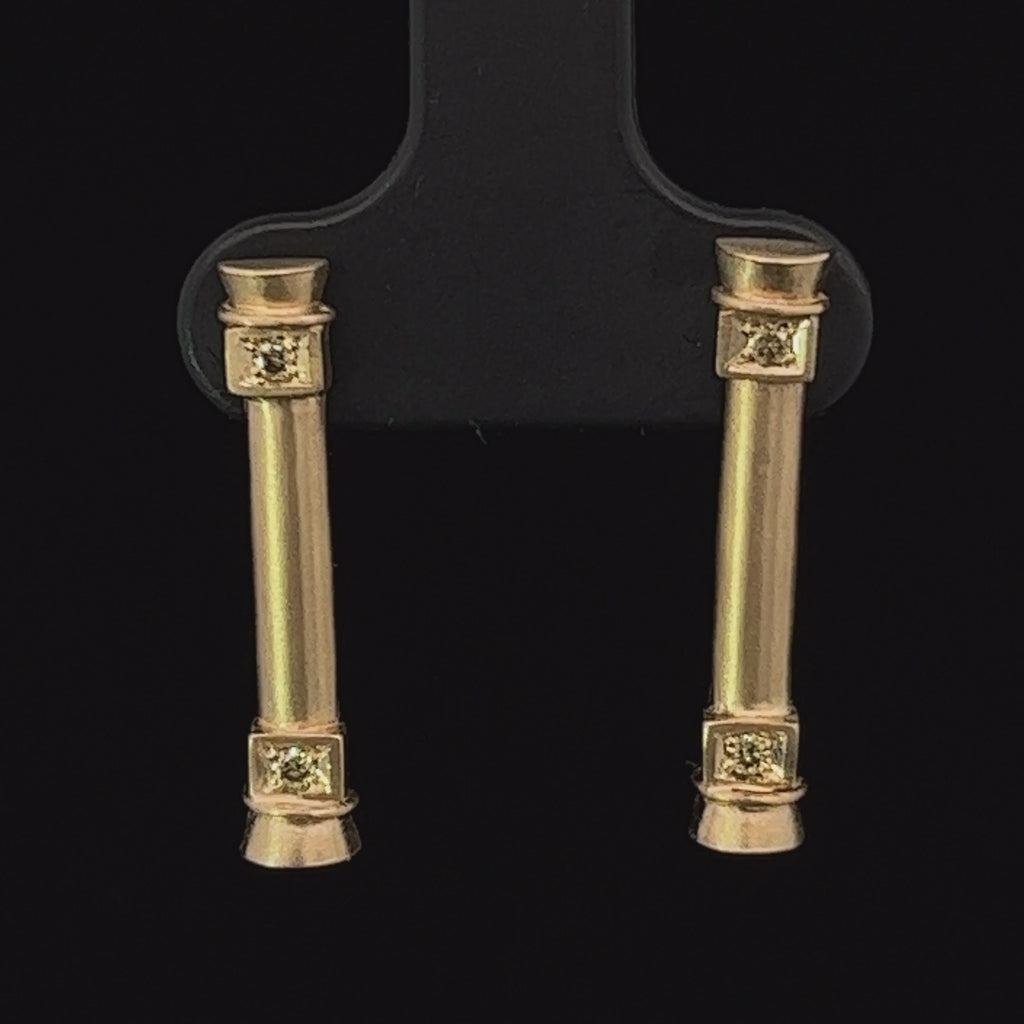 Síne Vasquez - 14k Yellow Gold Diamond Pillar Earrings - DESIGNYARD, Dublin Ireland.