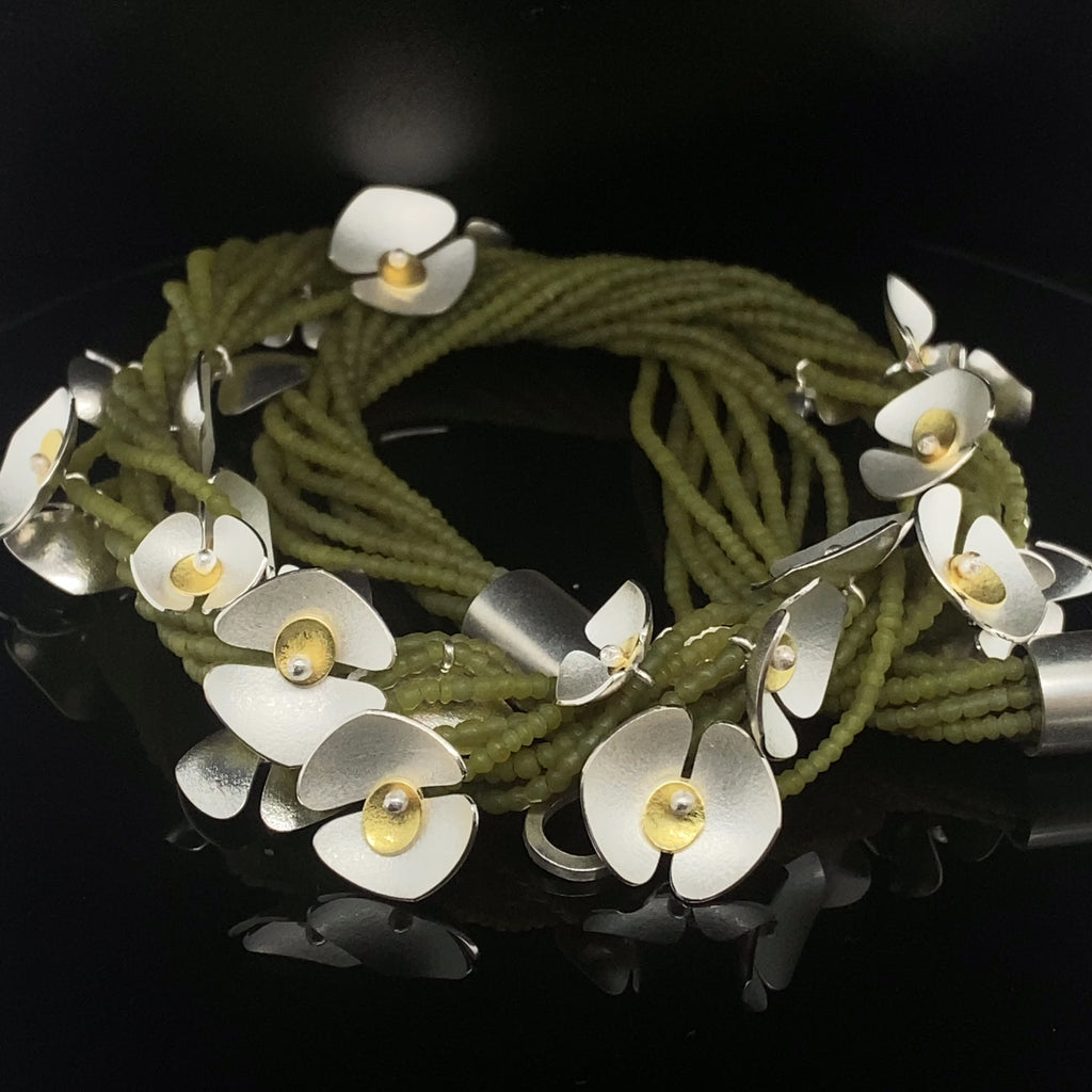 Inga Reed - Silver 22k Yellow Gold Serpentine Orchid Neckpiece - DESIGNYARD, Dublin Ireland.
