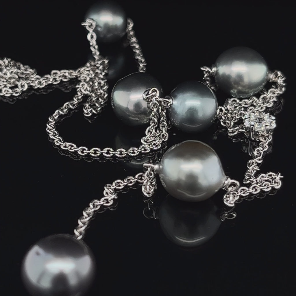 Ronan Campbell - 18k White Gold Tahitian Pearl Diamond Necklace - DESIGNYARD, Dublin Ireland.