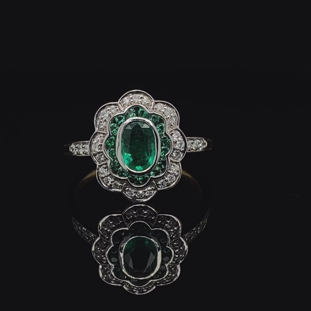 Ronan Campbell - 18k Yellow White Gold Oval Emerald Diamond Ring - DESIGNYARD, Dublin Ireland.