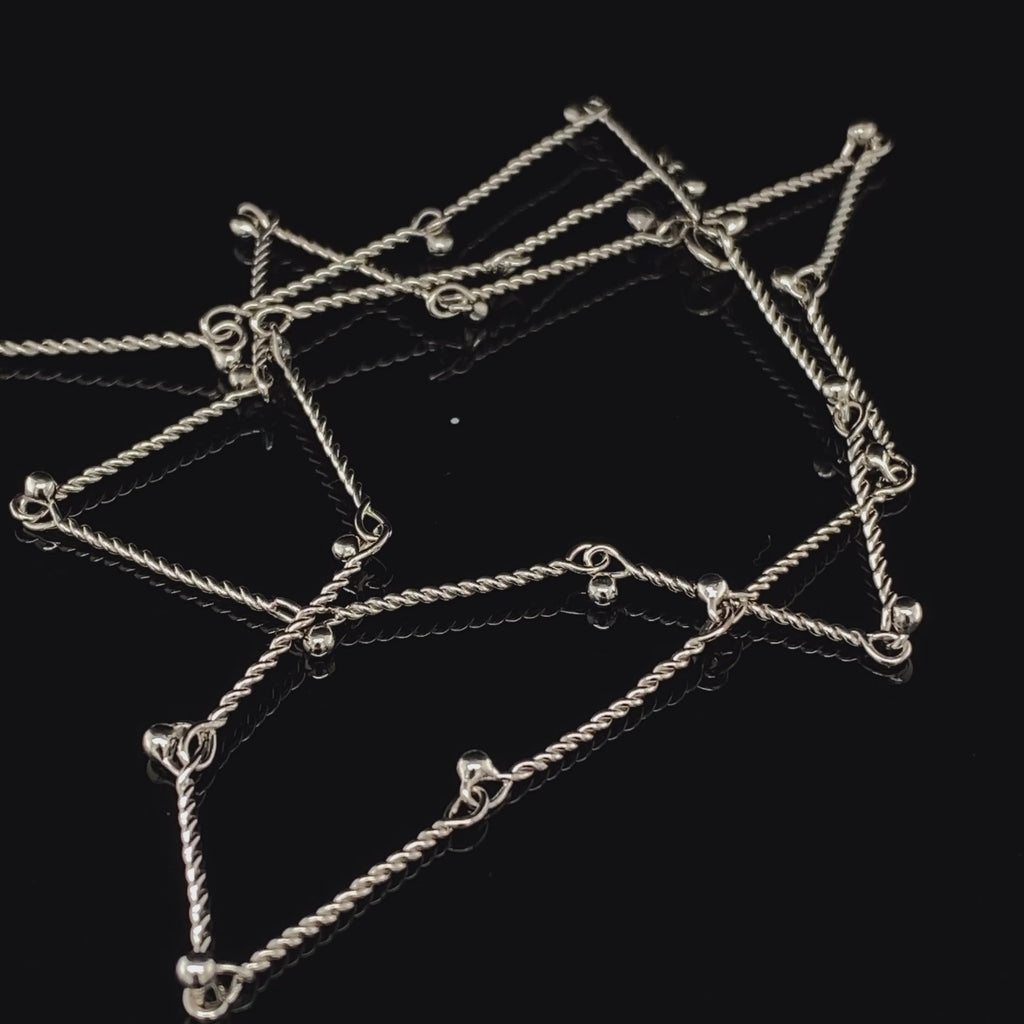 Neeltje Huddleston Slater - 14k White Gold Dainty Twisted Bar Necklace - DESIGNYARD, Dublin Ireland.