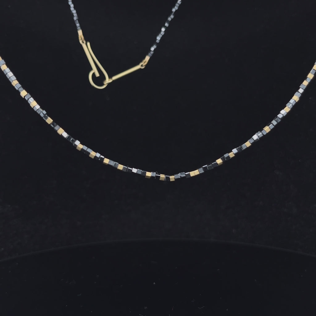 louise oneill 18k yellow gold black diamond cube necklace designyard contemporary jewellery gallery dublin ireland