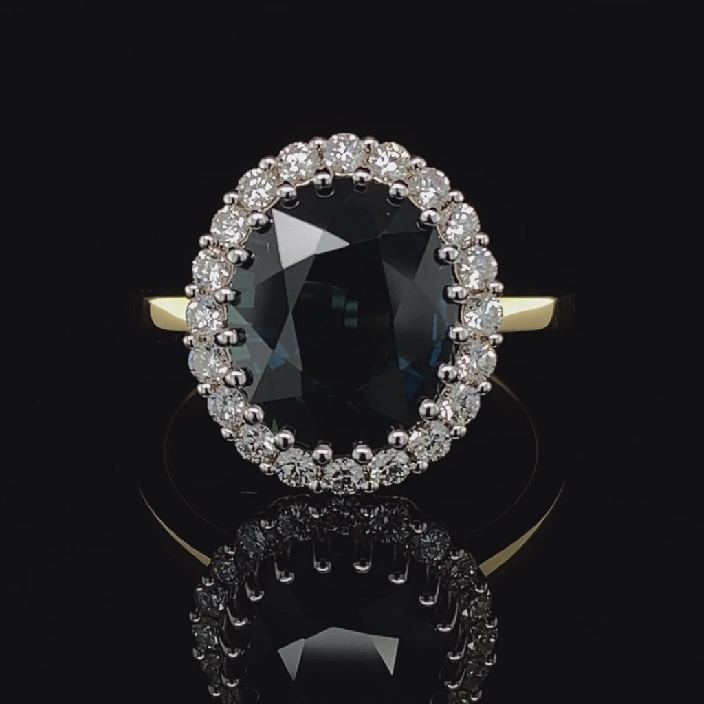 Ronan Campbell - 18k Yellow White Gold Blue Sapphire Magna Diamond Ring - DESIGNYARD, Dublin Ireland.