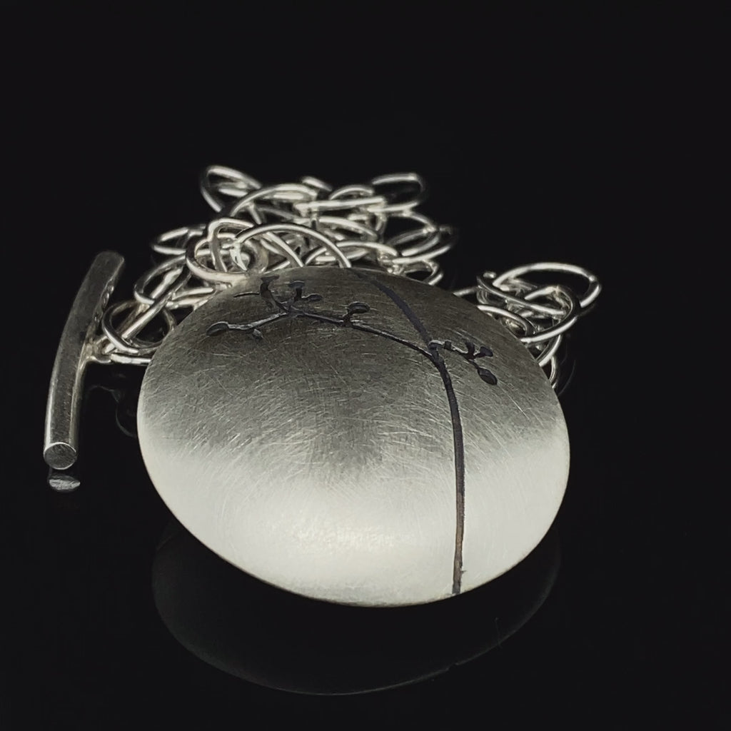 Kate Smith - Silver Blossom Oxidised Detail Necklace - DESIGNYARD, Dublin Ireland.