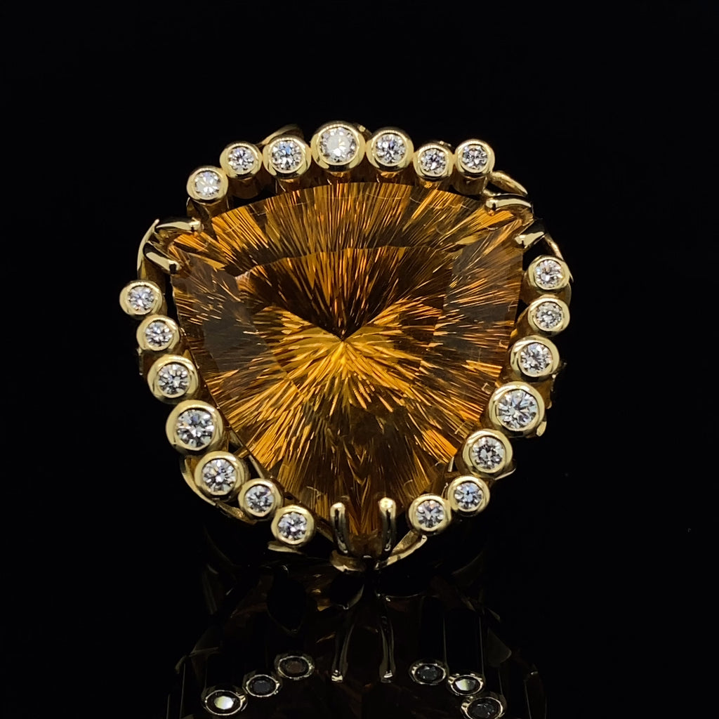 Rudolf Heltzel - 18k Yellow Gold Citrine Diamond Ring - DESIGNYARD, Dublin Ireland.