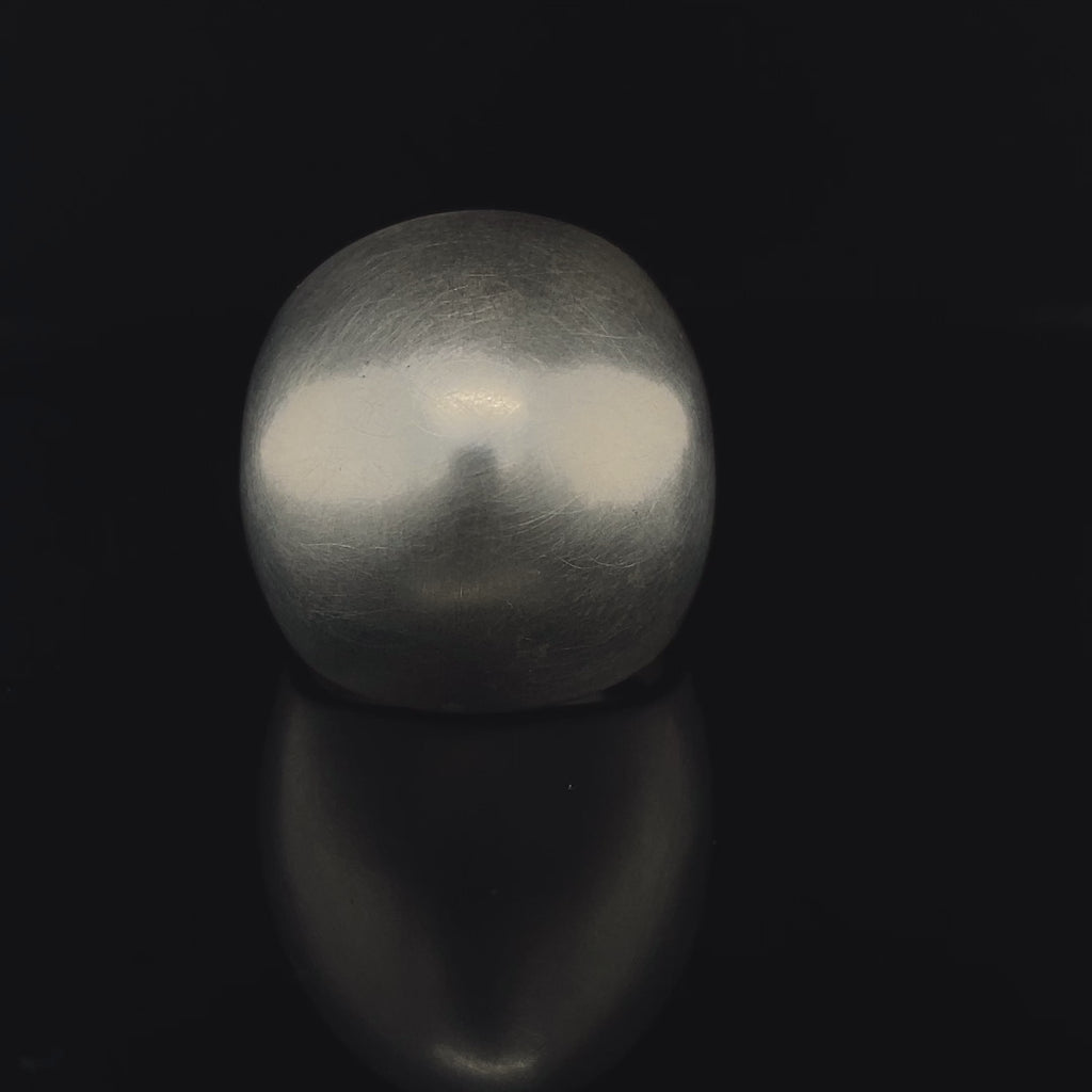 Sarah Herriot - Silver Plain Brushed Egg Ring - DESIGNYARD, Dublin Ireland.