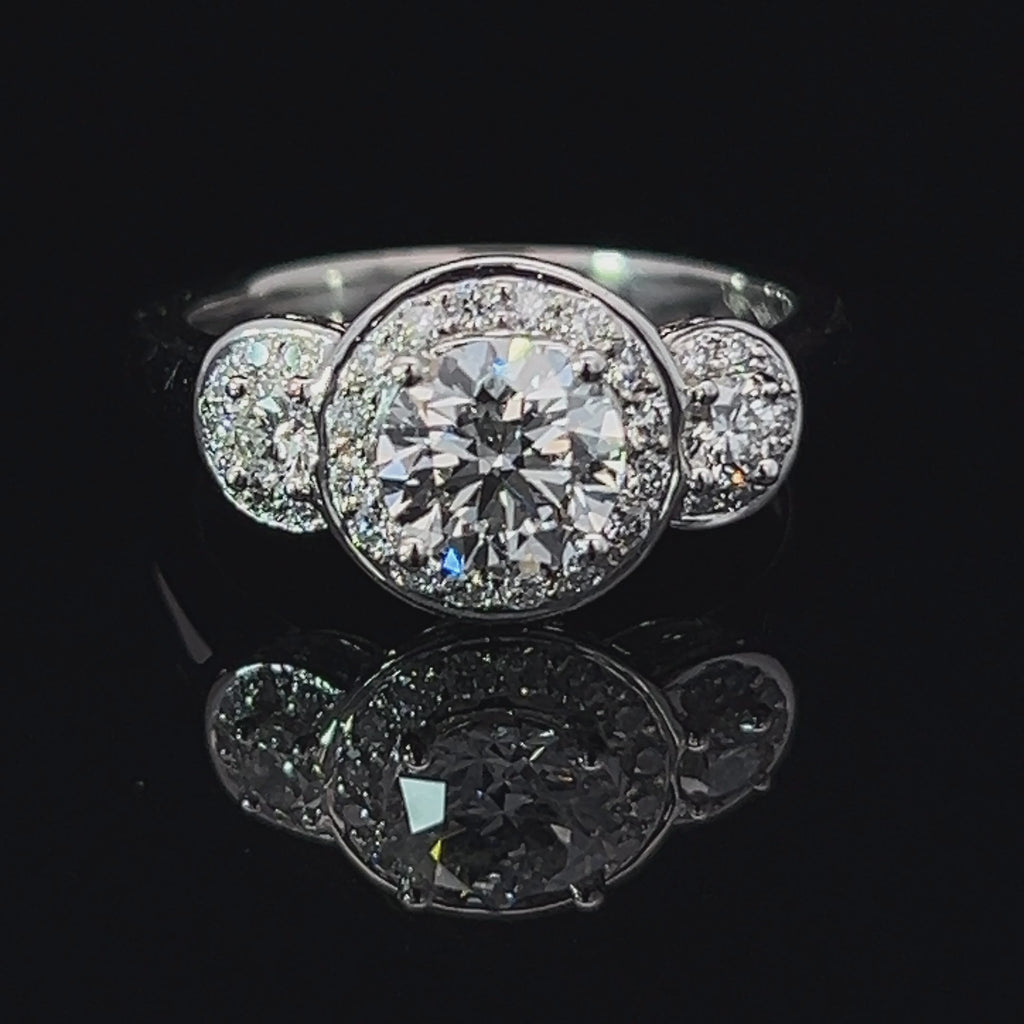 Platinum Trio Halo Diamond Engagement Ring designyard contemporary jewellery gallery dublin ireland