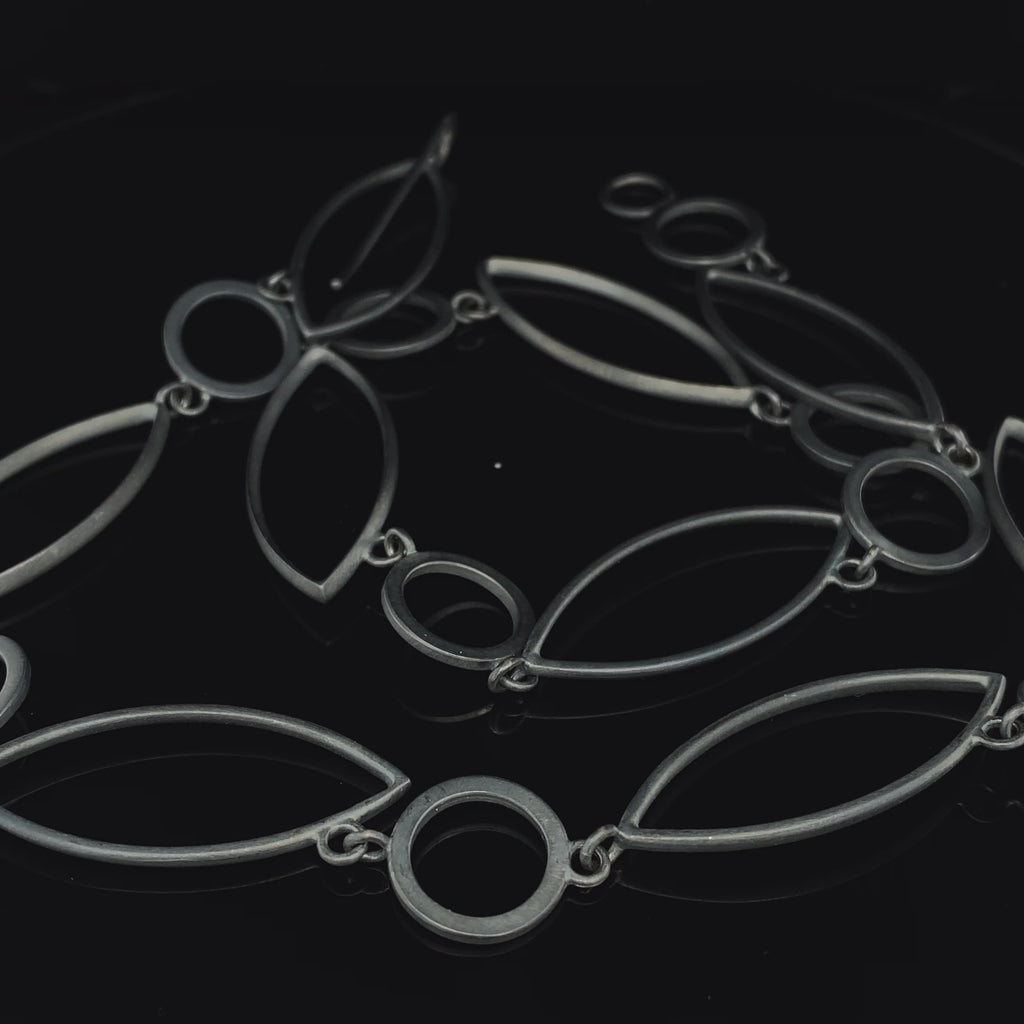 Sophia Epp - Silver Oxidised Circle Navette Necklace - DESIGNYARD, Dublin Ireland.