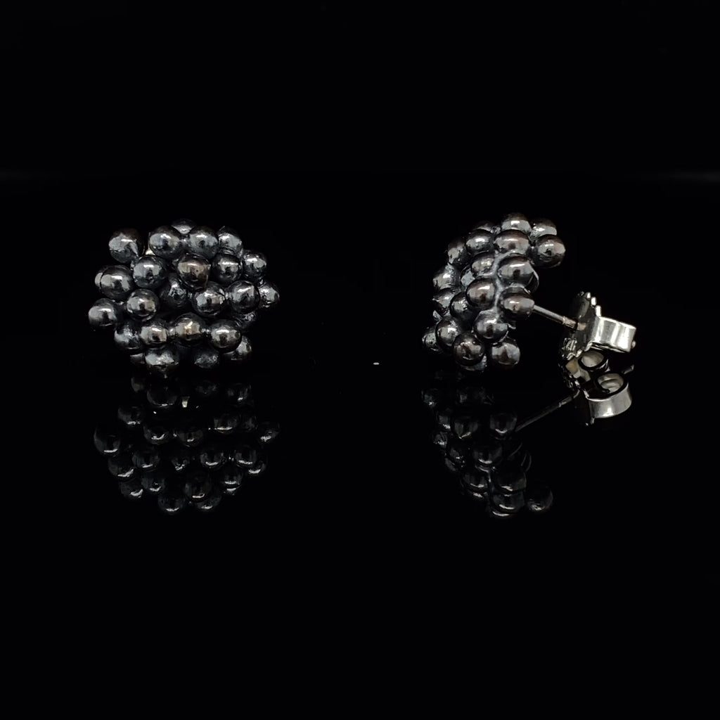 Neeltje Huddleston Slater - Oxidised Silver Bubble Cluster Stud Earrings - DESIGNYARD, Dublin Ireland.