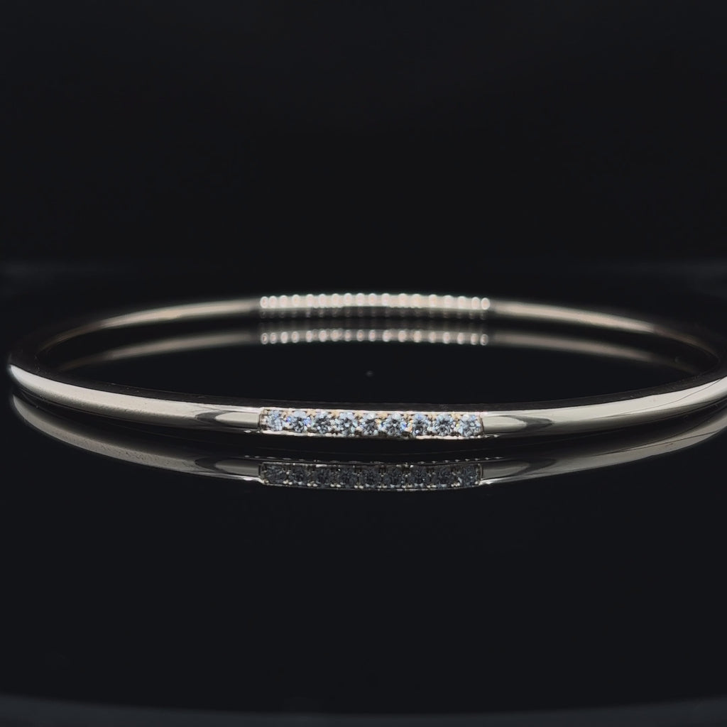 DesignYard - 9k Yellow Gold Round Nine Pave Diamond Bangle - DESIGNYARD, Dublin Ireland.