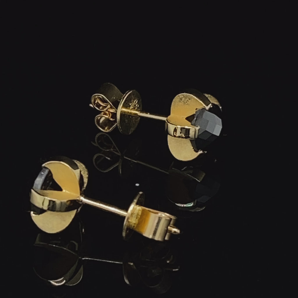 Sarah Herriot - 18k Yellow Gold 5 Splice Black Diamond Studs - DESIGNYARD, Dublin Ireland.