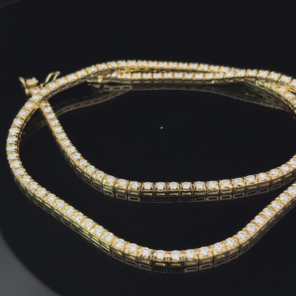 Video of Ronan Campbell's 18k Yellow Gold 6ct Diamond Tennis Necklace. Available on DESIGNYARD.com and in our Jewelry Store Dublin, Ireland.