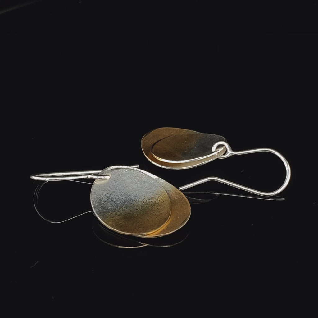 Kokkino - Electra Double Gold Plated Silver Hook Earrings - DESIGNYARD, Dublin Ireland