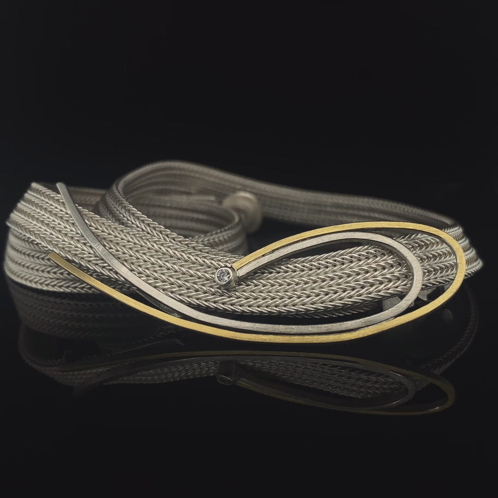 Manu - Sterling Silver 22k Yellow Gold Bi-Metal Diamond Foxchain Comet Necklace - DESIGNYARD, Dublin Ireland.