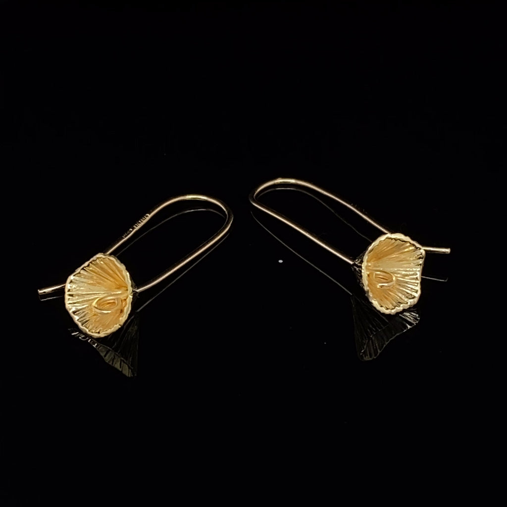 Martina Hamilton - 9k Yellow Gold Shell Cone Drop Earrings - DESIGNYARD, Dublin Ireland.