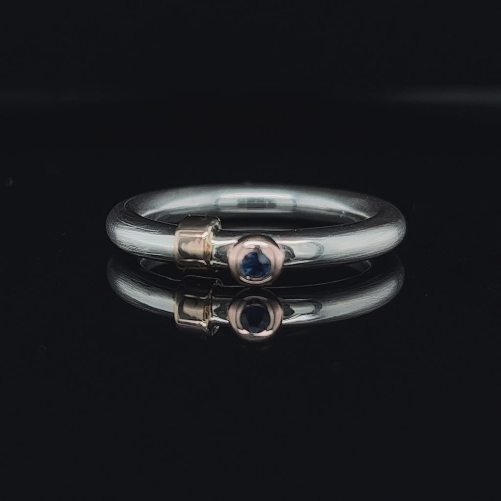 Friederike Grace - Sterling Silver Rose Gold Hold Me Tight Sapphire Ring - DESIGNYARD, Dublin Ireland.