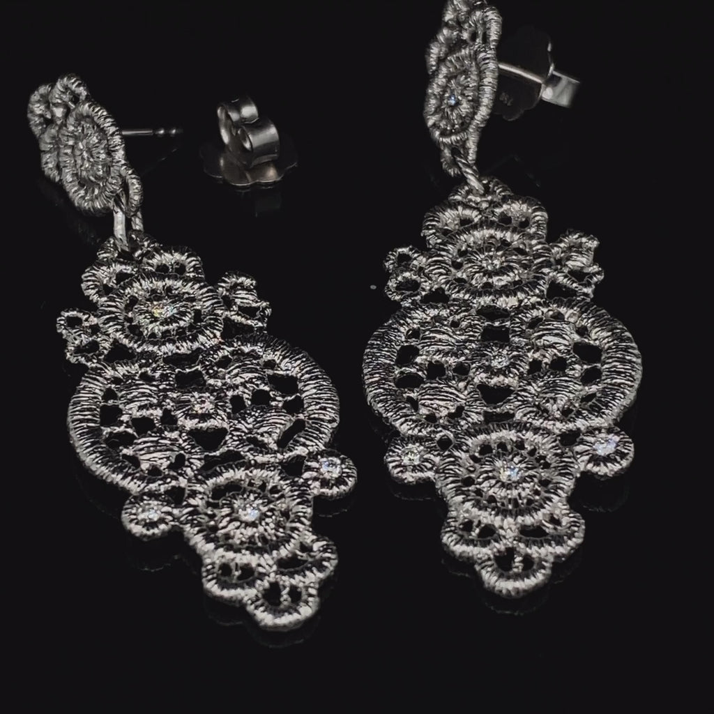 Brigitte Adolph - 18k White Gold Turandot Diamond Earrings - DESIGNYARD, Dublin Ireland
