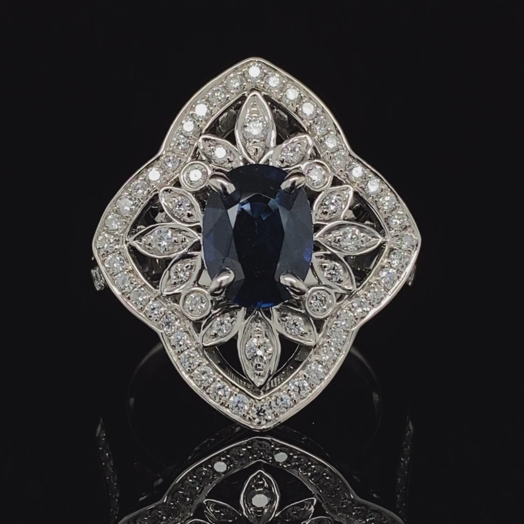 Ronan Campbell - 18k White Gold Gallico Sapphire Diamond Ring - DESIGNYARD, Dublin Ireland.