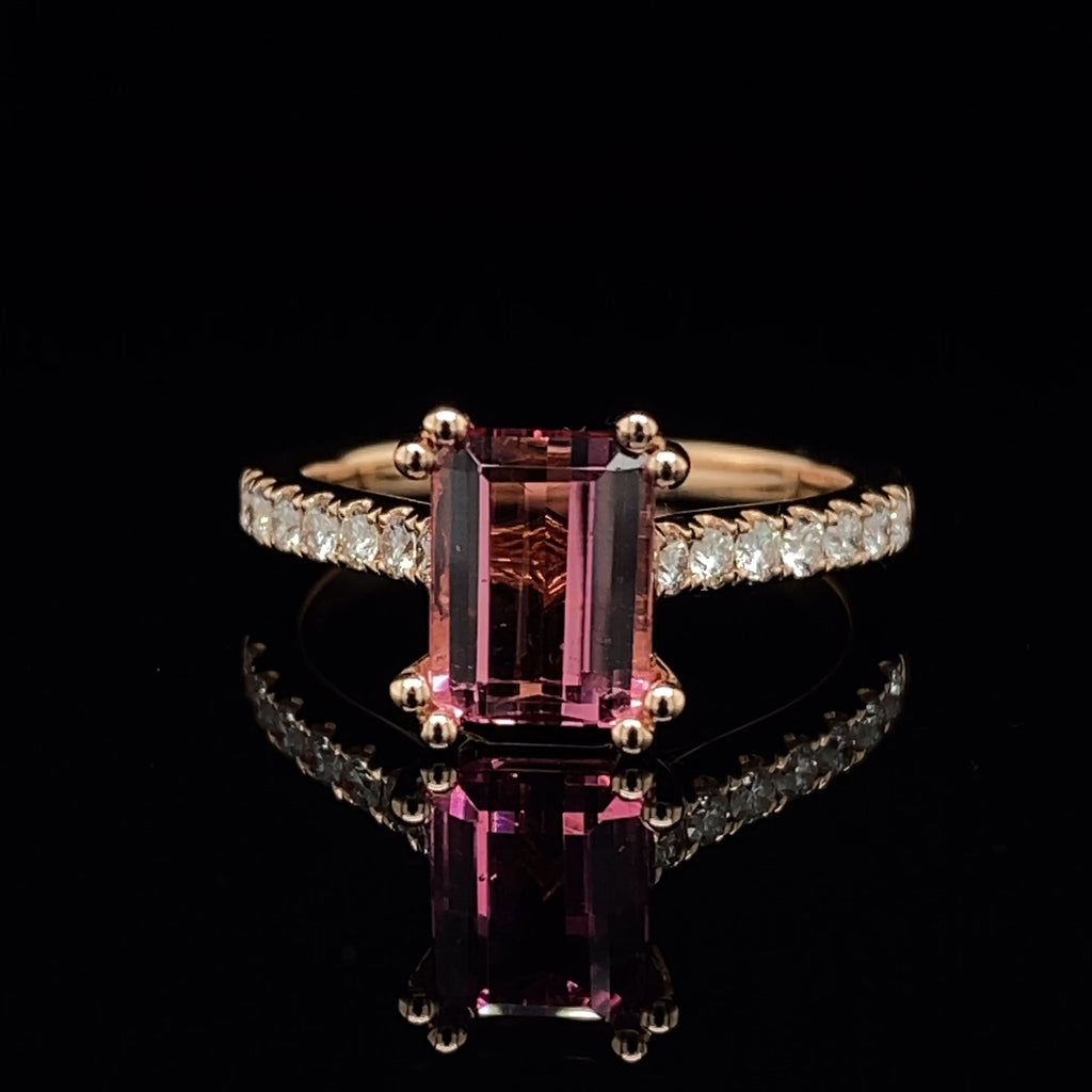 Ronan Campbell - 18k Rose Gold Pink Tourmaline Diamond Ring - DESIGNYARD, Dublin Ireland.