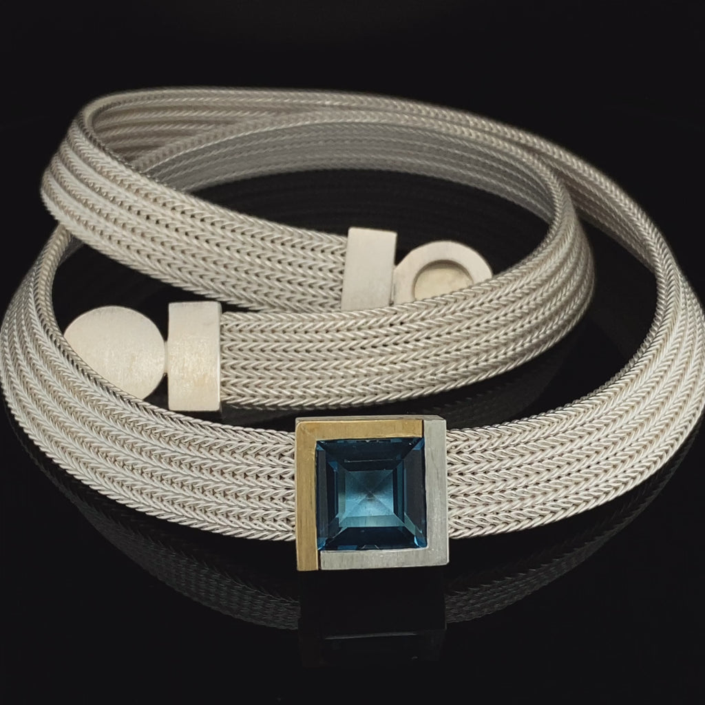 Manu - Sterling Silver 22k Yellow Gold Bi-Metal Foxchain Square Necklace - DESIGNYARD, Dublin Ireland.