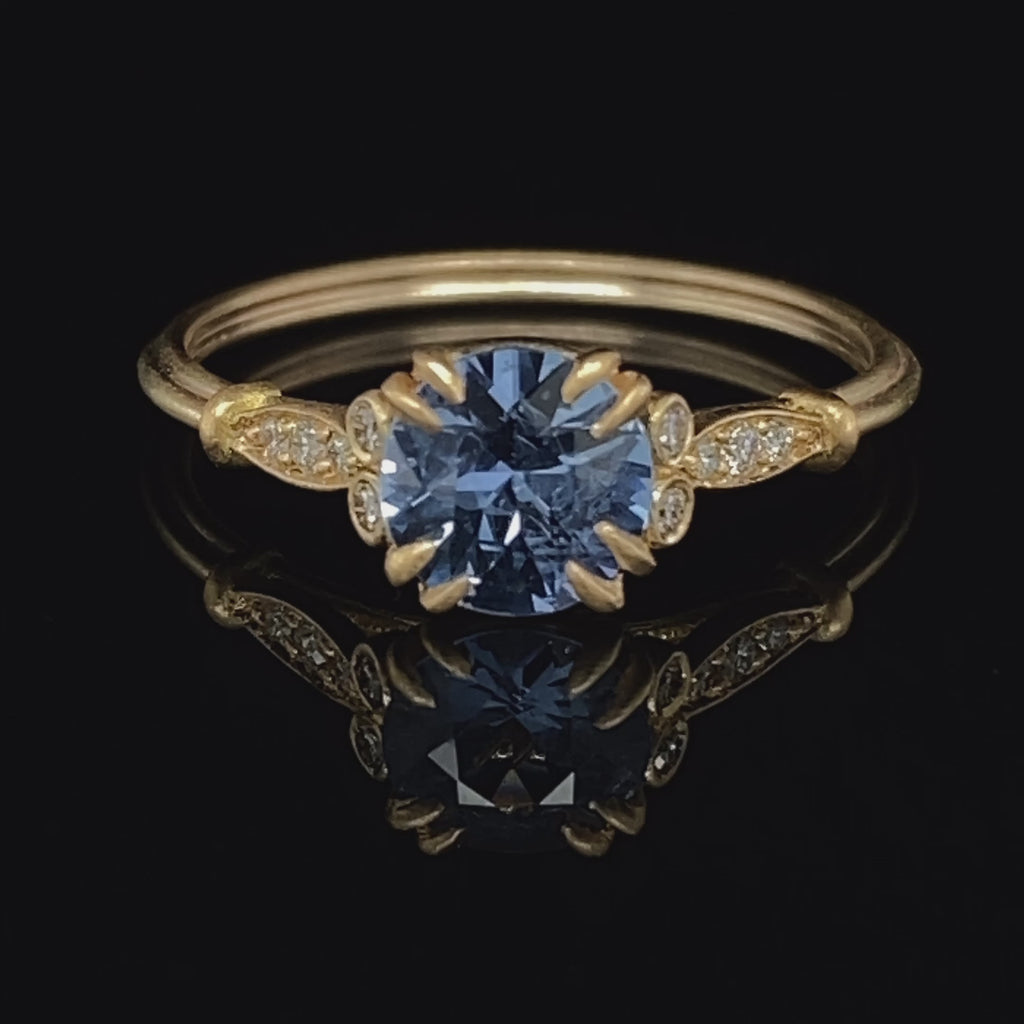 Ronan Campbell - 18k Yellow Gold Edvvardiani Blue Sapphire Engagement Ring - DESIGNYARD, Dublin Ireland.