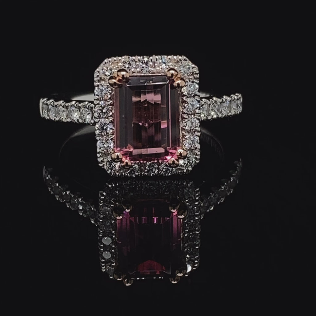 Ronan Campbell - Platinum 18k Rose Gold Pink Tourmaline Diamond Ring - DESIGNYARD, Dublin Ireland.