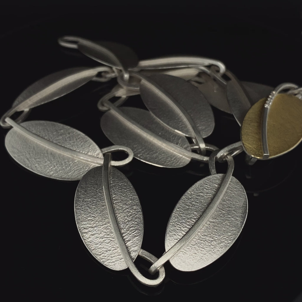 Manu - Sterling Silver 22k Yellow Gold Full Lotus Petal Diamond Necklace - DESIGNYARD, Dublin Ireland.