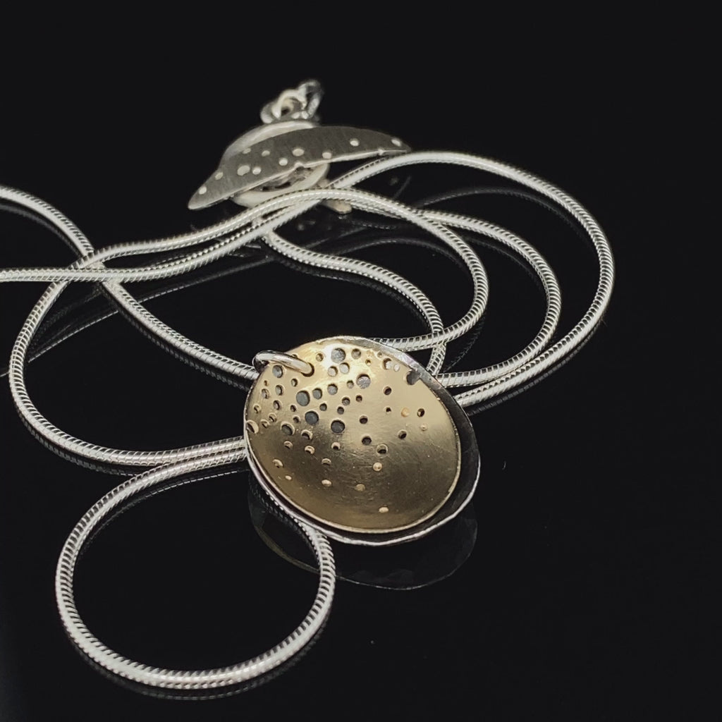 Kate Smith - 9k Yellow Gold Silver Patterned Layered Necklace - DESIGNYARD, Dublin Ireland.