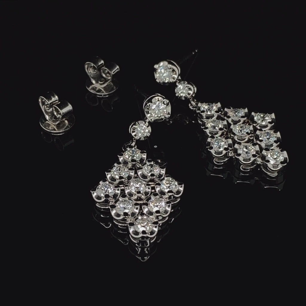 Ronan Campbell - 18k White Gold Diamond Chandelier Drop Earrings - DESIGNYARD, Dublin Ireland.