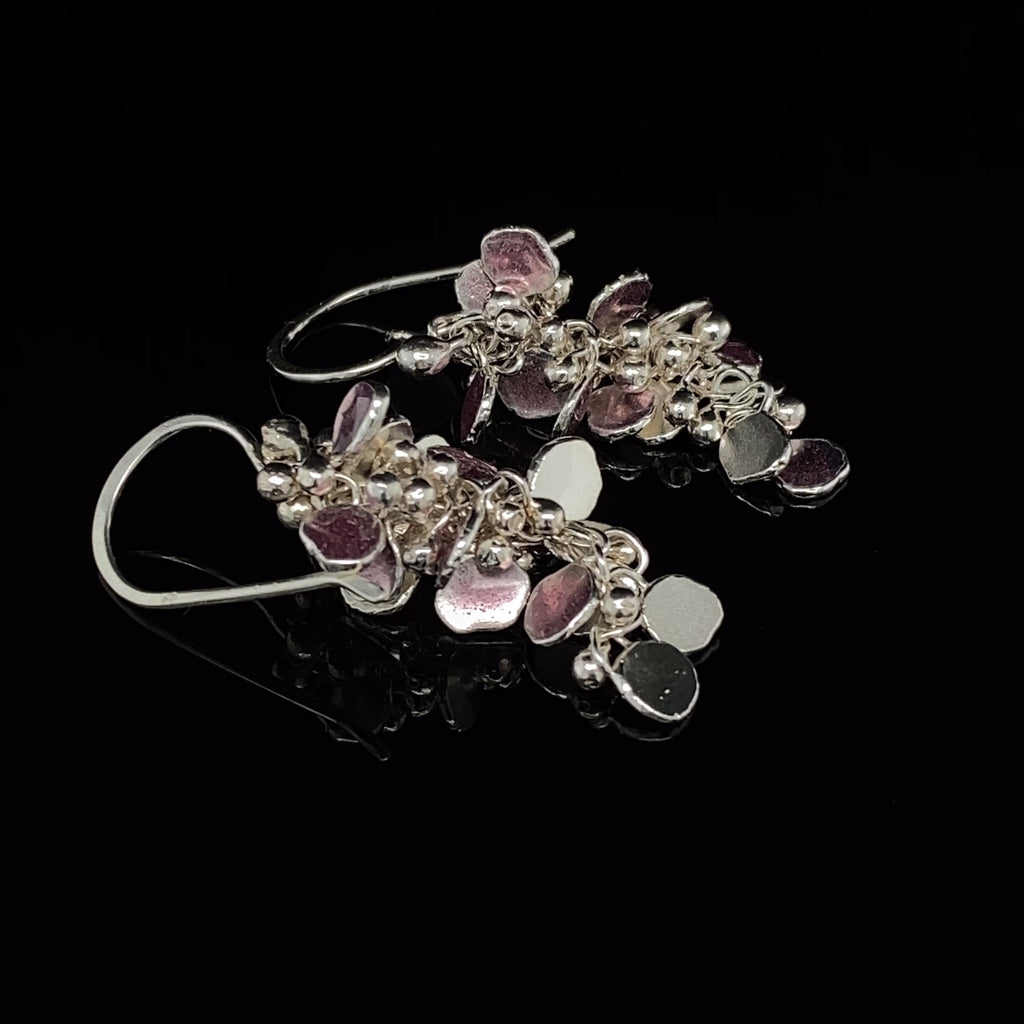 Neeltje Huddleston Slater - Sterling Silver Lilac Enamel Petal Drop Earrings - DESIGNYARD, Dublin Ireland.