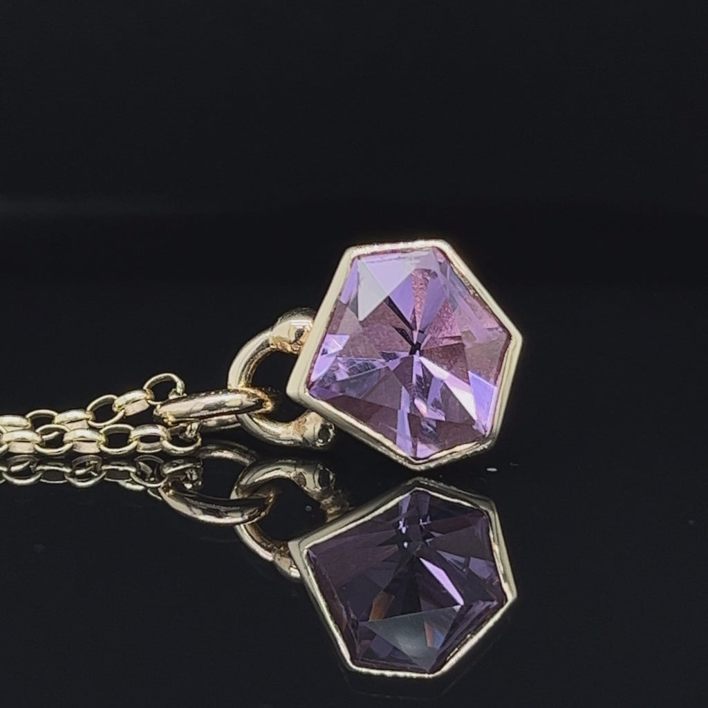 Cassie McCann - 9k Yellow Gold 21st Century Cut Amethyst Pendant - DESIGNYARD, Dublin Ireland.