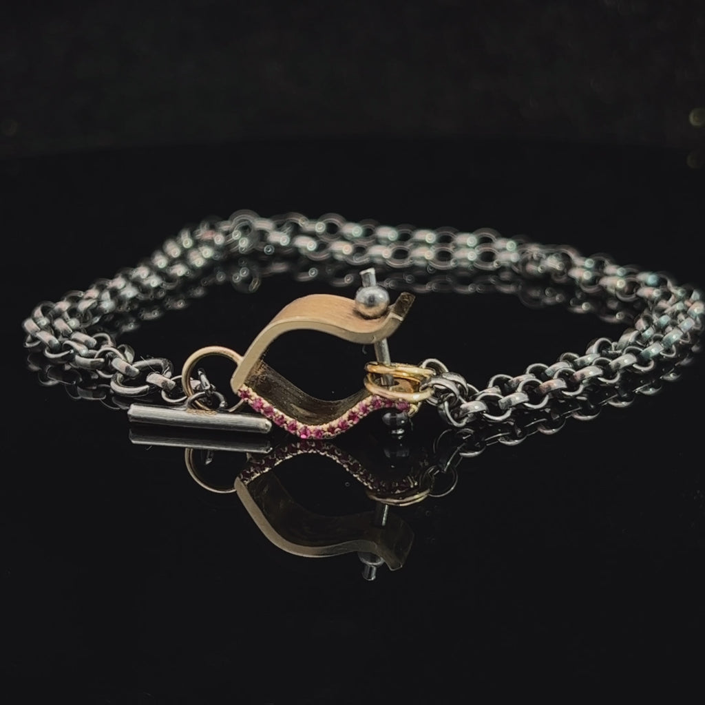 Síne Vasquez - 14k Yellow Gold Oxi Silver Ruby Hasi Bracelet - DESIGNYARD, Dublin Ireland.