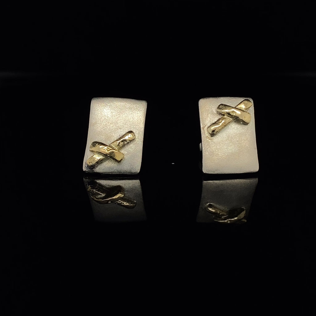 Diana Porter - Sterling Silver 18k Yellow Gold Kiss Stud Earrings - DESIGNYARD, Dublin Ireland.
