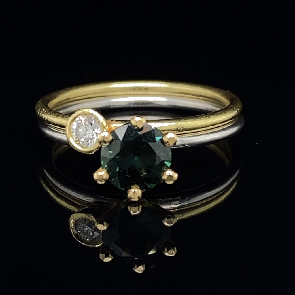 Shimara Carlow - 18k Yellow White Gold Sapphire Diamond Ring - DESIGNYARD, Dublin Ireland.