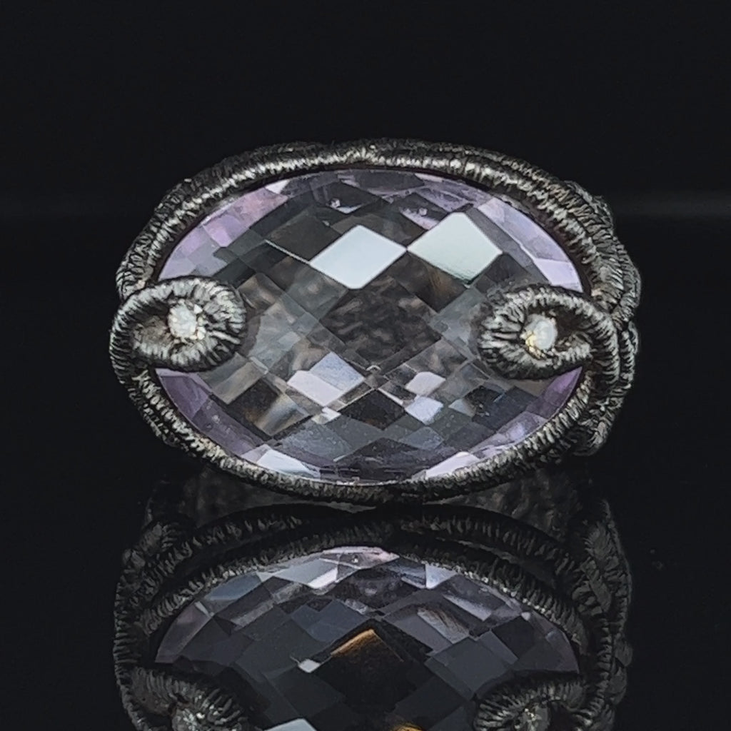 Brigitte Adolph - Sterling Silver Black Rhodium Amethyst Diamond Undine Ring - DESIGNYARD, Dublin Ireland.