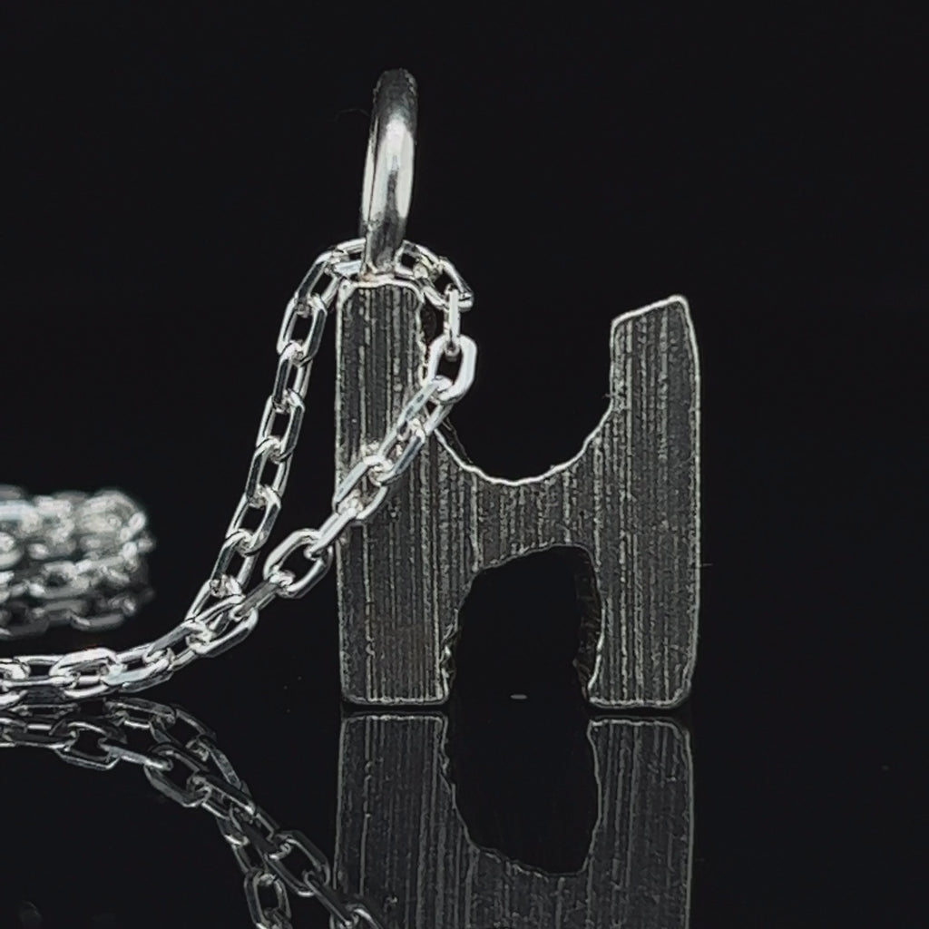 Xavier Lafford - Sterling Silver Chunky H Pendant - DESIGNYARD, Dublin Ireland.