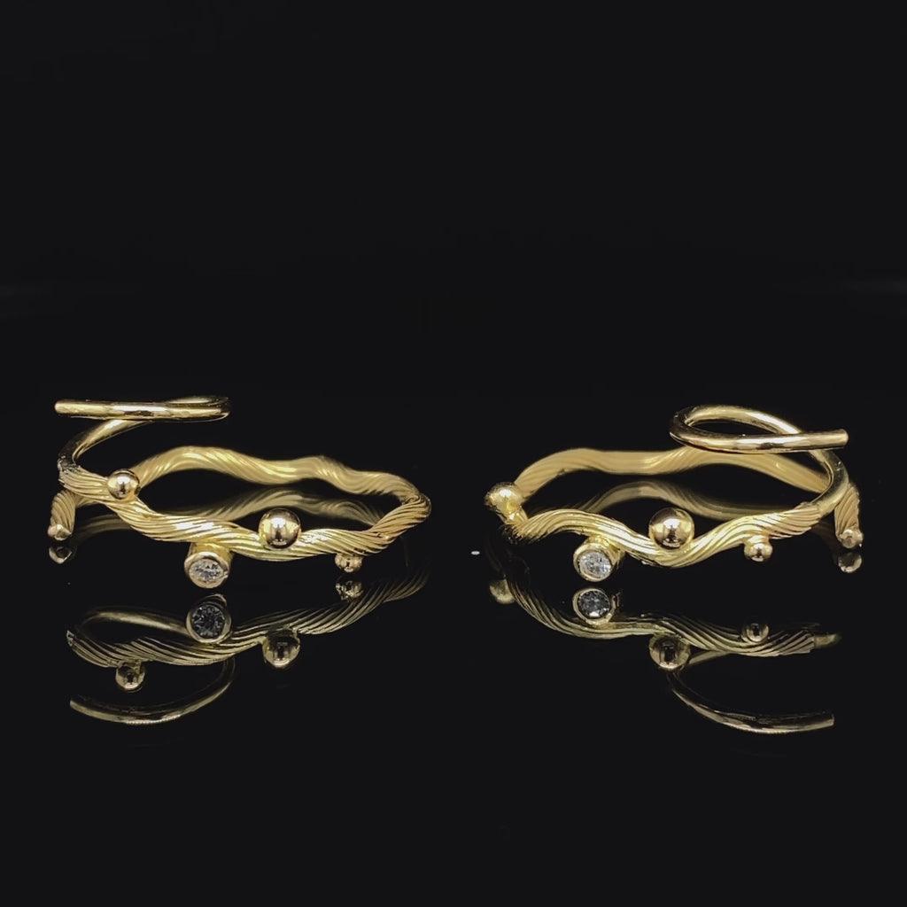 Josephine Bergsøe - 18k 22k Yellow Gold Diamond Hoop Earrings - DESIGNYARD, Dublin Ireland.