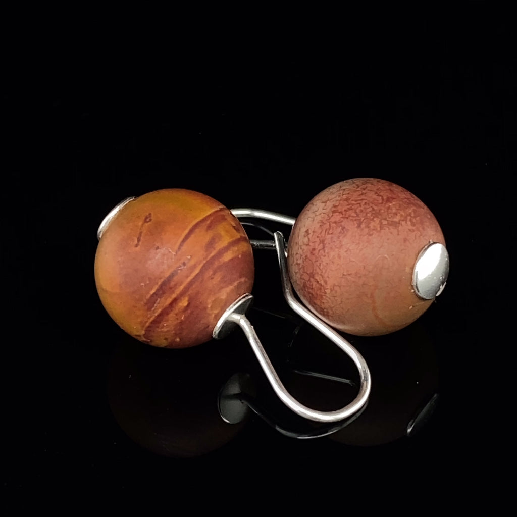 Inga Reed - Sterling Silver Landscape Jasper Short Drop Earrings - DESIGNYARD, Dublin Ireland.