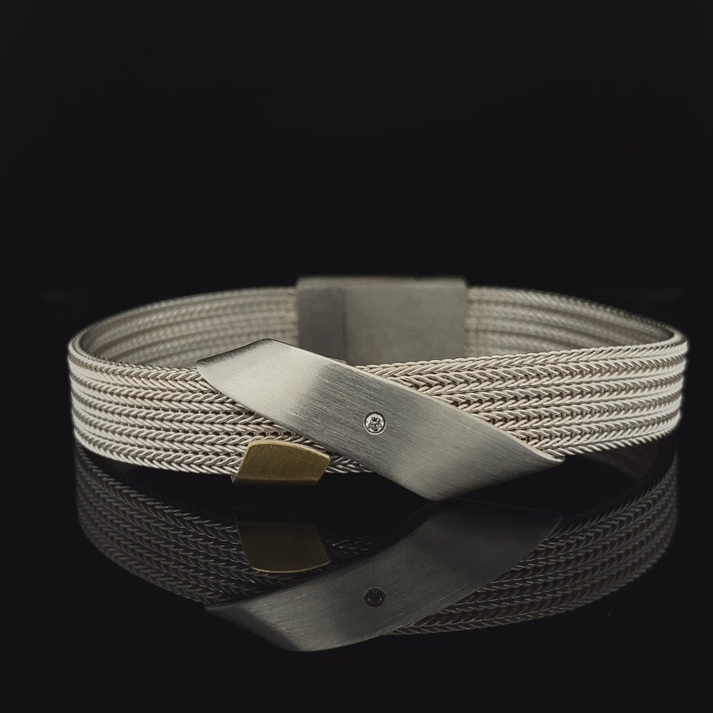 Manu - Sterling Silver 22k Yellow Gold Bi-metal Twist Diamond Bracelet - DESIGNYARD, Dublin Ireland.