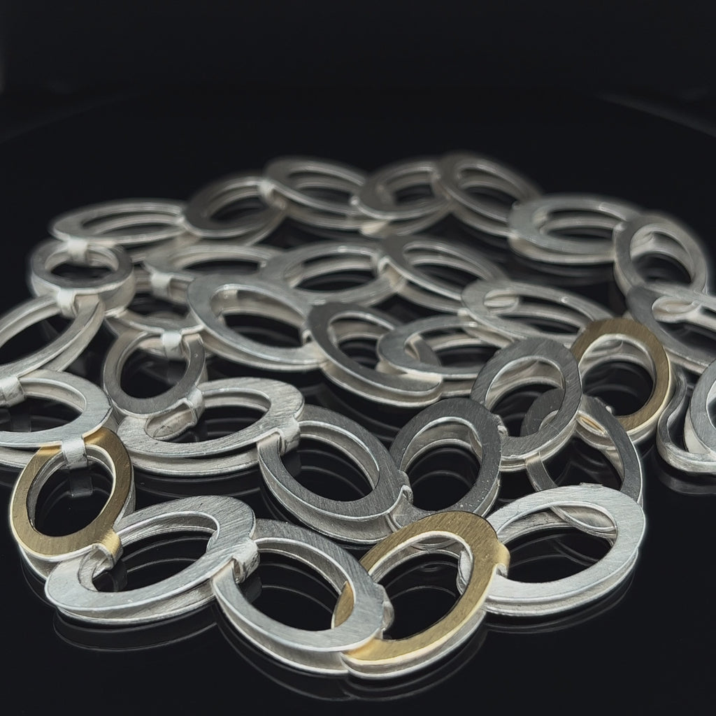 Manu - Sterling Silver 22k Yellow Gold Dancing Oval Necklace - DESIGNYARD, Dublin Ireland.