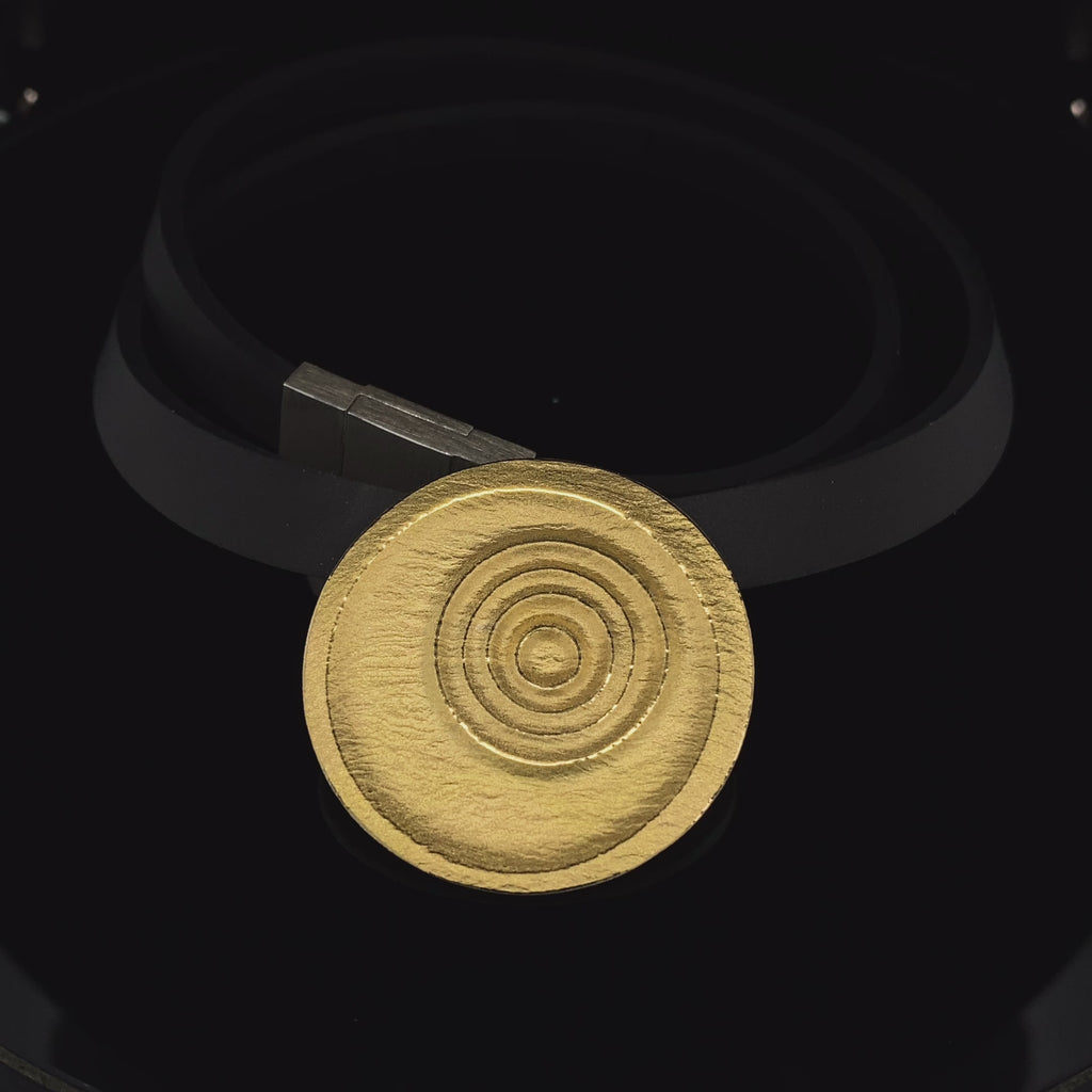 Manu - Sterling Silver 22k Yellow Gold Bi-Metal Natural Rubber Ripple Necklace - DESIGNYARD, Dublin Ireland.