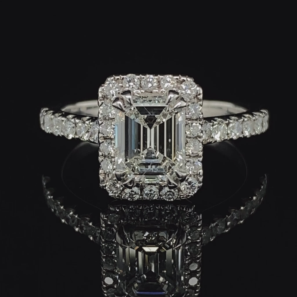 Ronan Campbell - 18k White Gold Emerald Cut Aureola Diamond Ring - DESIGNYARD, Dublin Ireland.