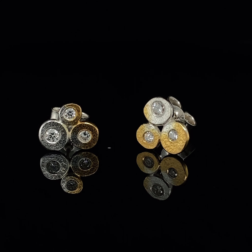 Kokkino - Electra Diamond Yellow Gold Plated Silver Studs - DESIGNYARD, Dublin Ireland.