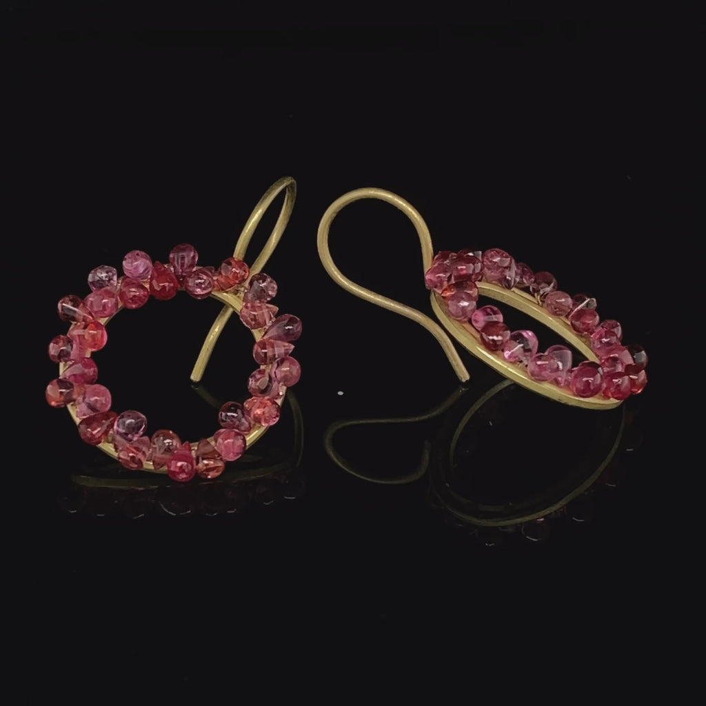 Sophia Epp - 18k Yellow Gold Red Spinel Circle Earrings - DESIGNYARD, Dublin Ireland.