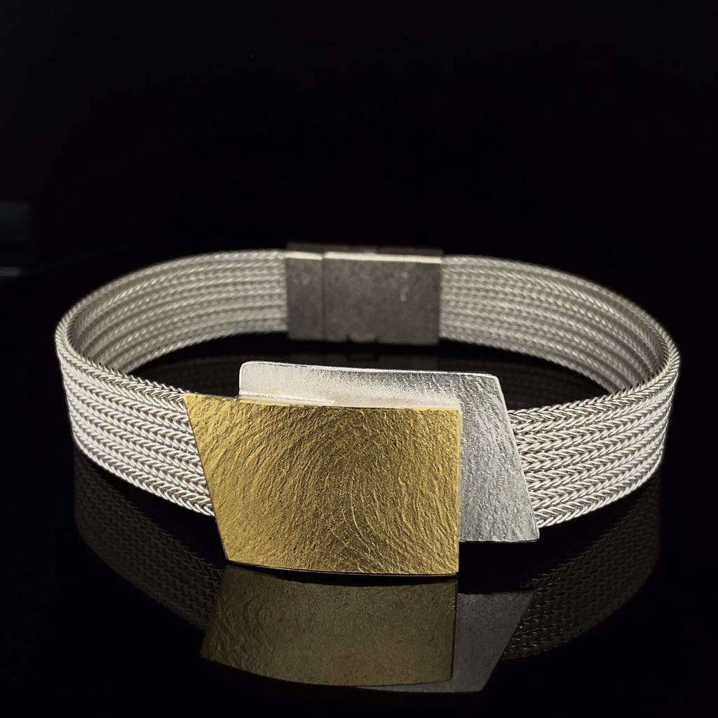 Manu - Sterling Silver 22k Yellow Gold Bi-Metal Perspective Bracelet - DESIGNYARD, Dublin Ireland.