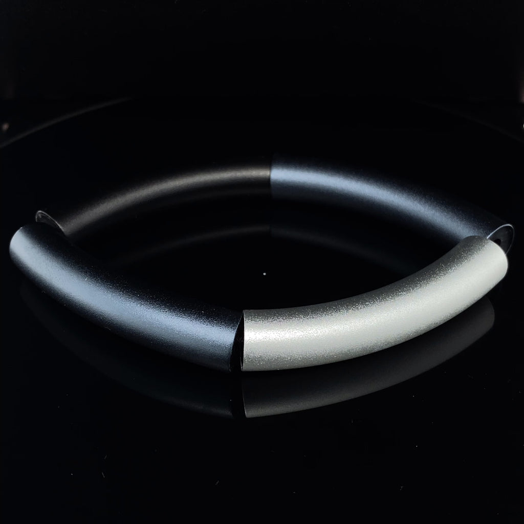 Ursula Muller - Navy Black Grey Aluminium Bracelet - DESIGNYARD, Dublin Ireland.