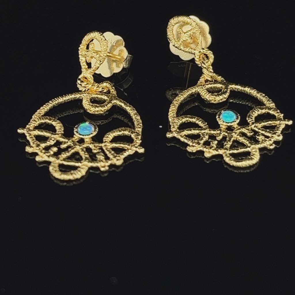 Brigitte Adolph - 18k Yellow Gold Carmina Opal Earrings - DESIGNYARD, Dublin Ireland.