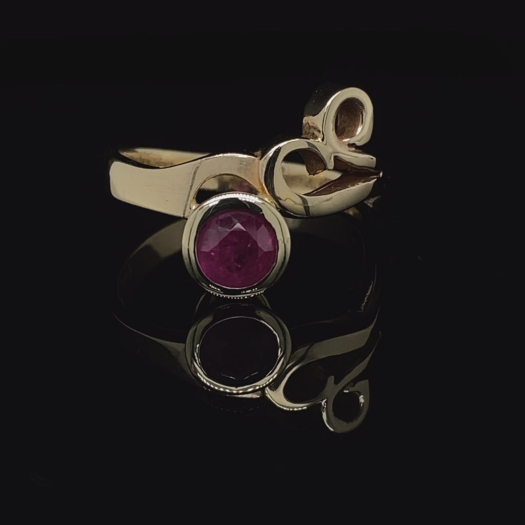 Friederike Grace - 9k Yellow Gold Ruby Ring - DESIGNYARD, Dublin Ireland.
